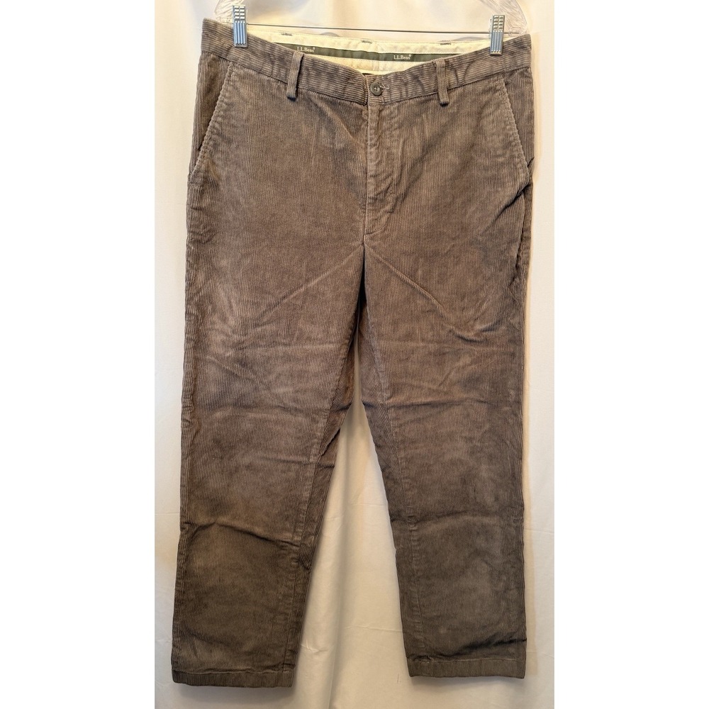L.L. Bean Corduroy Pants Men's Size 35x32 Gray Classic Fit Straight Leg Stretch